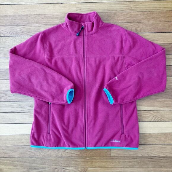 L.L. Bean Maroon Red Katahdin Fleece Zip-Up Jacket Coat Medium Spring Outdoor - Picture 1 of 13